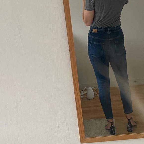 Zara High Waist Disco Jeans Ruffled 2 4 38 Skinny - Picture 6 of 6